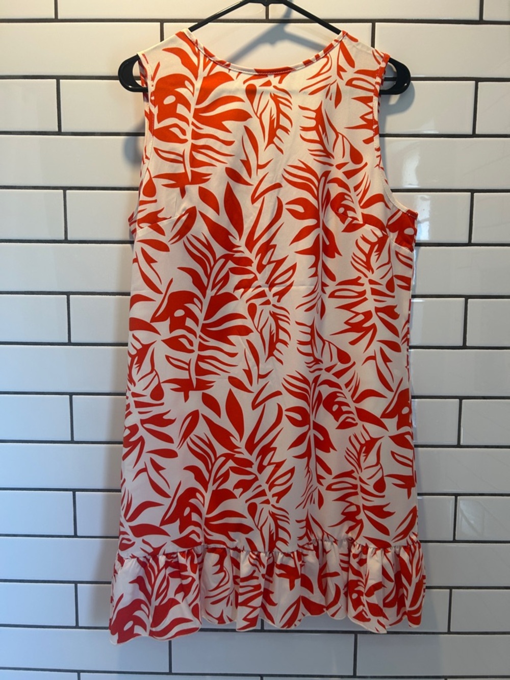 Sleeveless Orange and White Floral Shift Dress